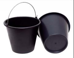 BALDE PLÁSTICO PRETO COM ALÇA DE METAL - 12L