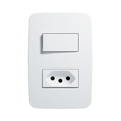 CONJUNTO 1 INTERRUPTOR SIMPLES E 1 TOMADA 10A 4X2 110-250V BRANCO - ORIGEN