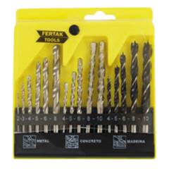 JOGO DE BROCAS MADEIRA/CONCRETO/METAL - 16 PÇS.''